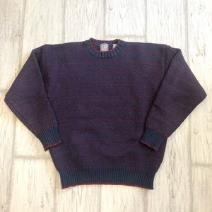 Striped Wool Sweater Mens Purple Crewneck GAP